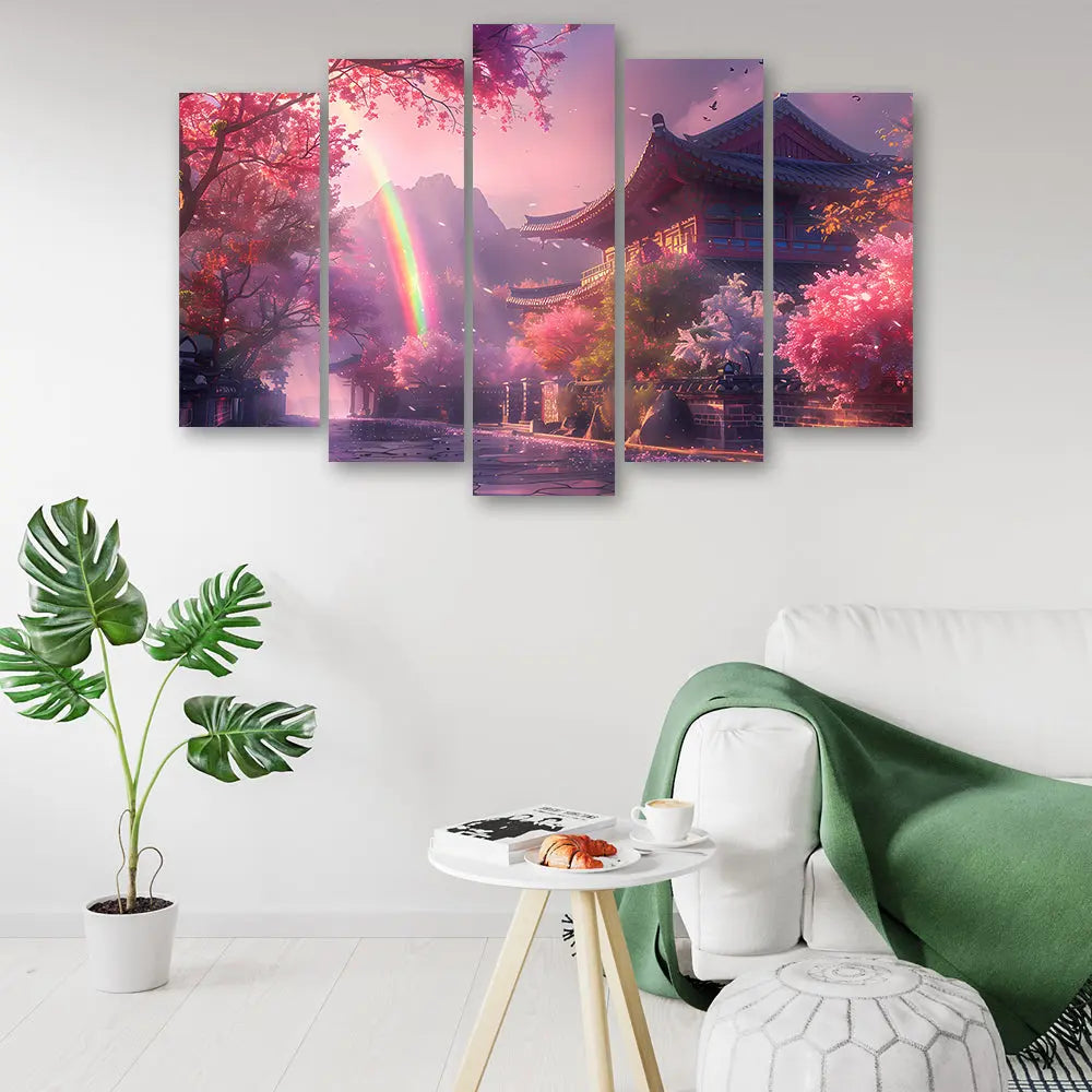 Tableau japonais arc en ciel sakura Love-Gallery