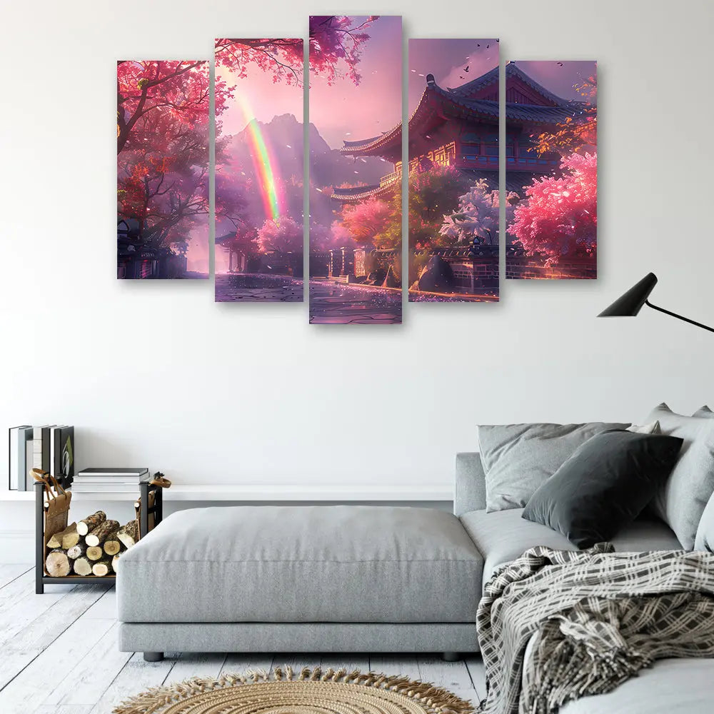 Tableau japonais arc en ciel sakura Love-Gallery