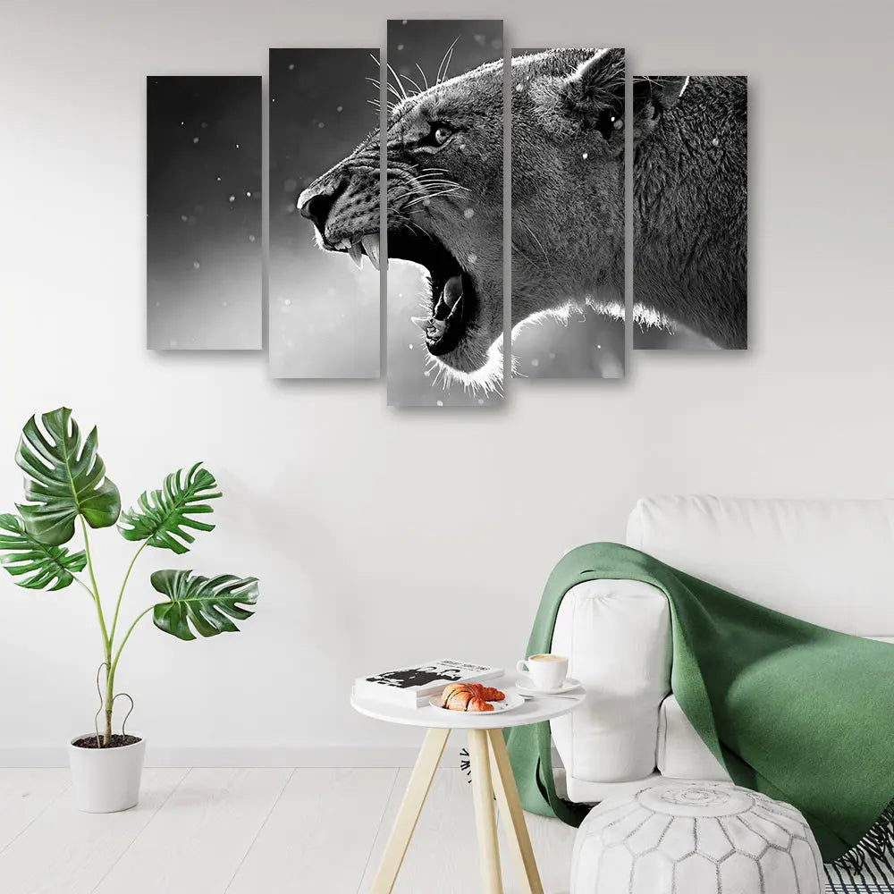 Tableau lionne noir et blanc Love-Gallery