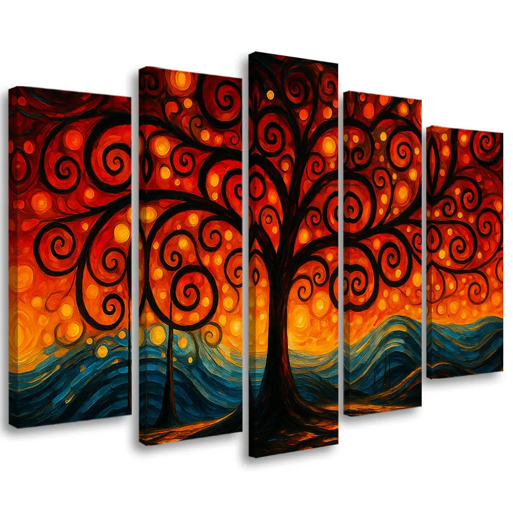 Tableau arbre de vie Klimt 5 parties Love-Gallery
