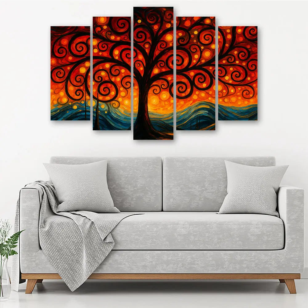 Tableau arbre de vie Klimt 5 parties Love-Gallery