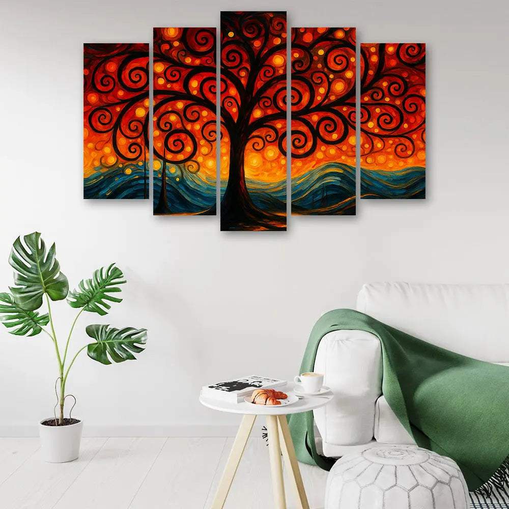 Tableau arbre de vie Klimt 5 parties Love-Gallery