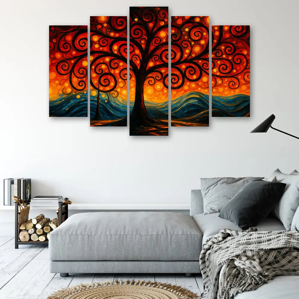 Tableau arbre de vie Klimt 5 parties Love-Gallery