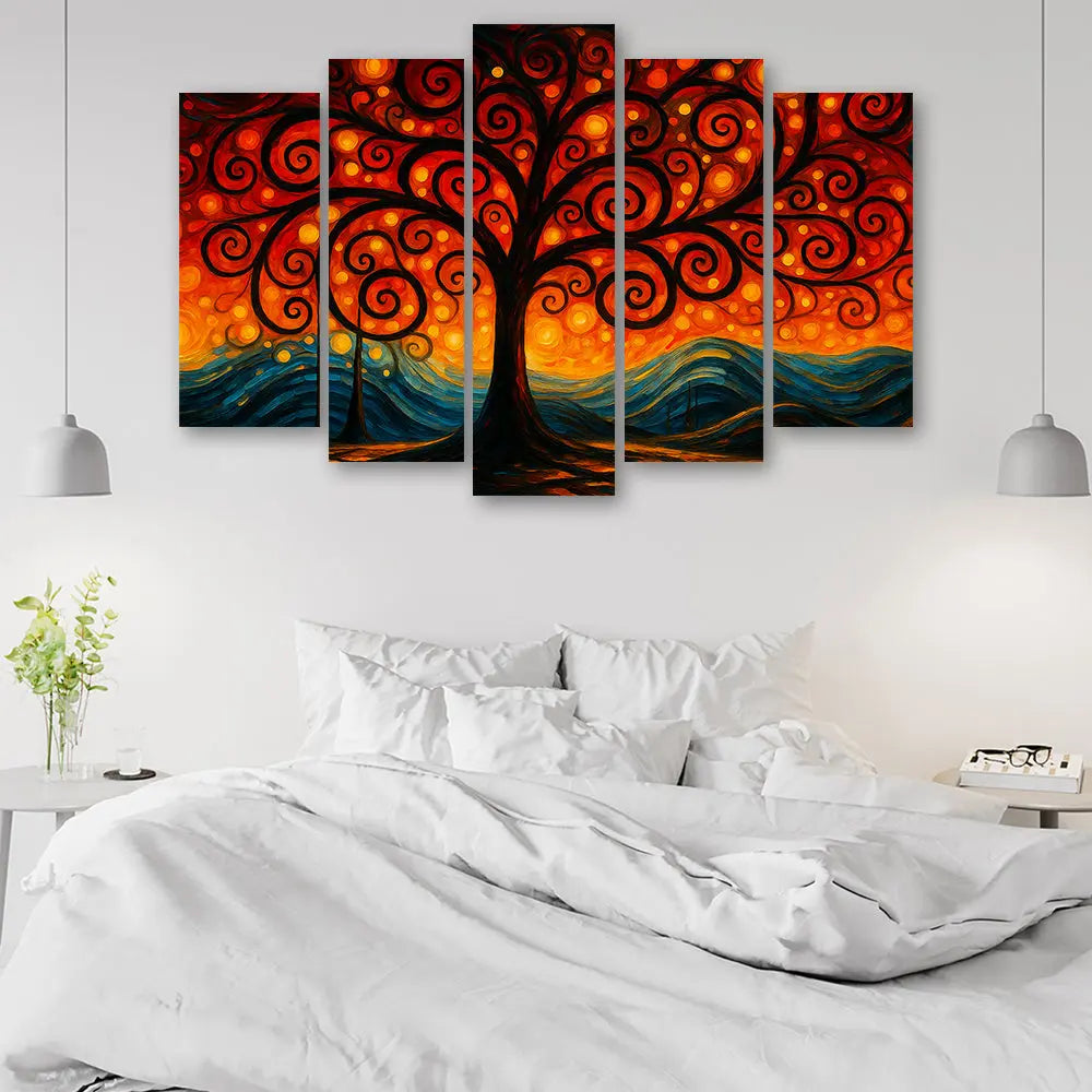Tableau arbre de vie Klimt 5 parties Love-Gallery