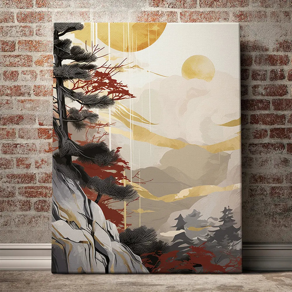 Tableau montagne japonaise abstraite Love-Gallery