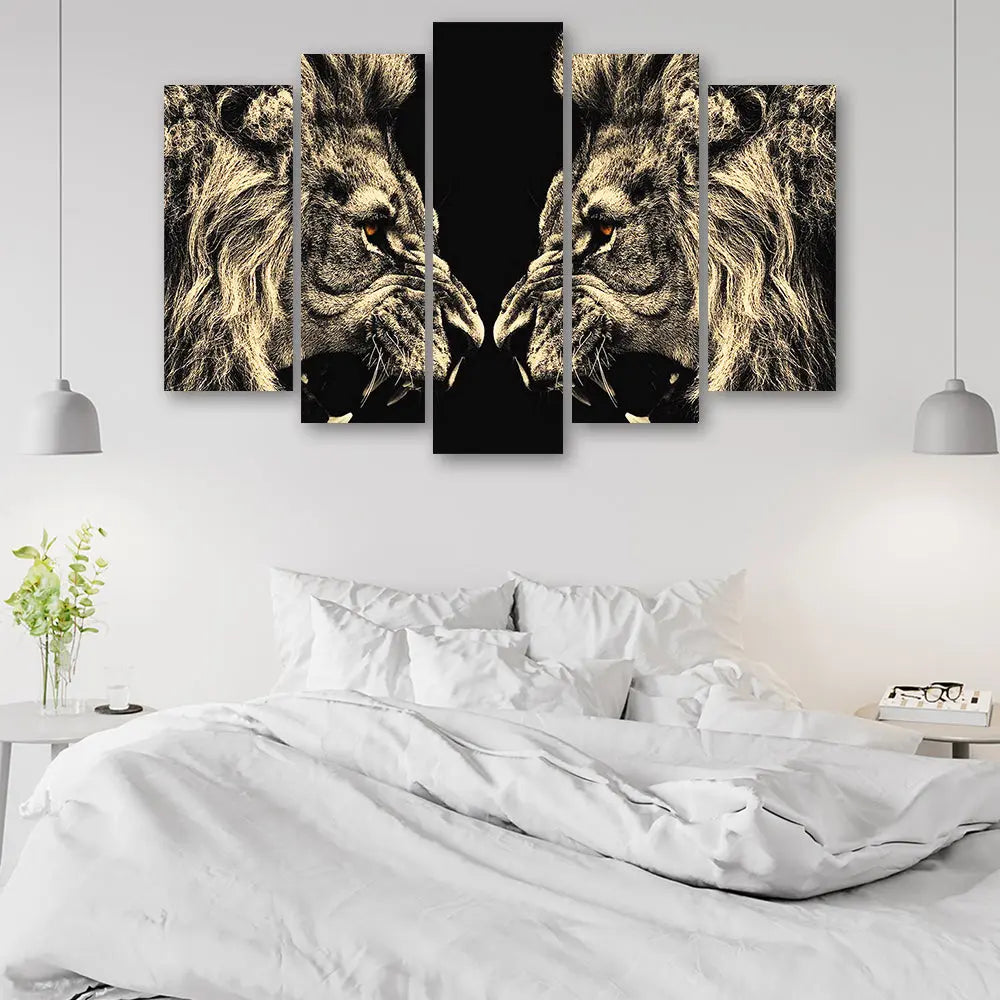Tableau lion double noir et blanc Love-Gallery