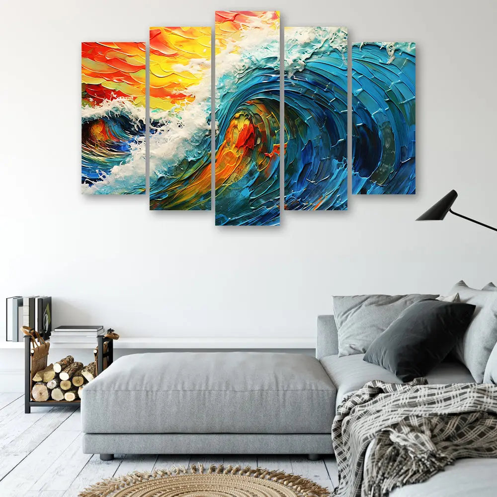 Tableau vague abstraite couleurs vives Love-Gallery