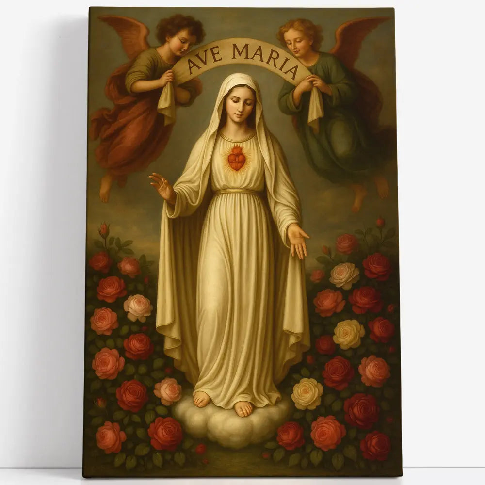 Tableau Vierge au Sacré-Cœur et aux Anges Love-Gallery
