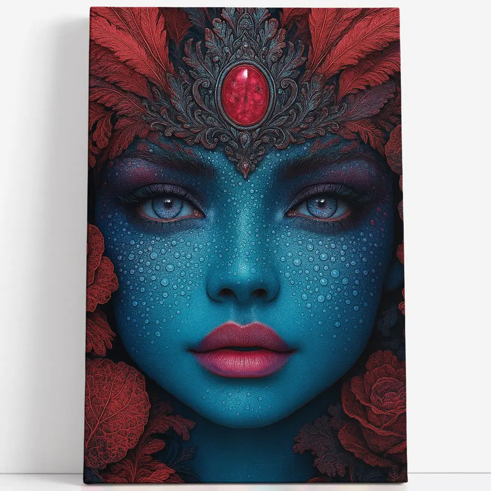 Tableau visage femme bleu joyau Love-Gallery