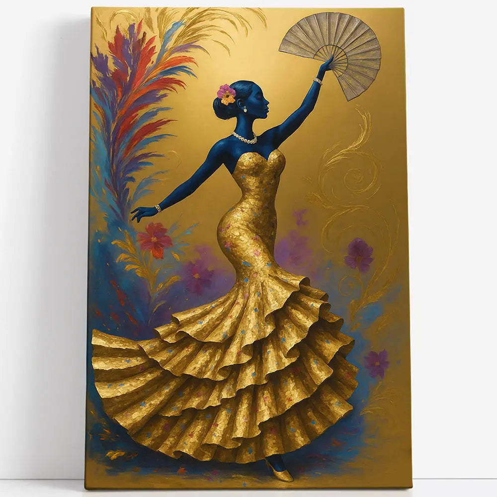 Tableau danseuse élégante robe dorée Love-Gallery