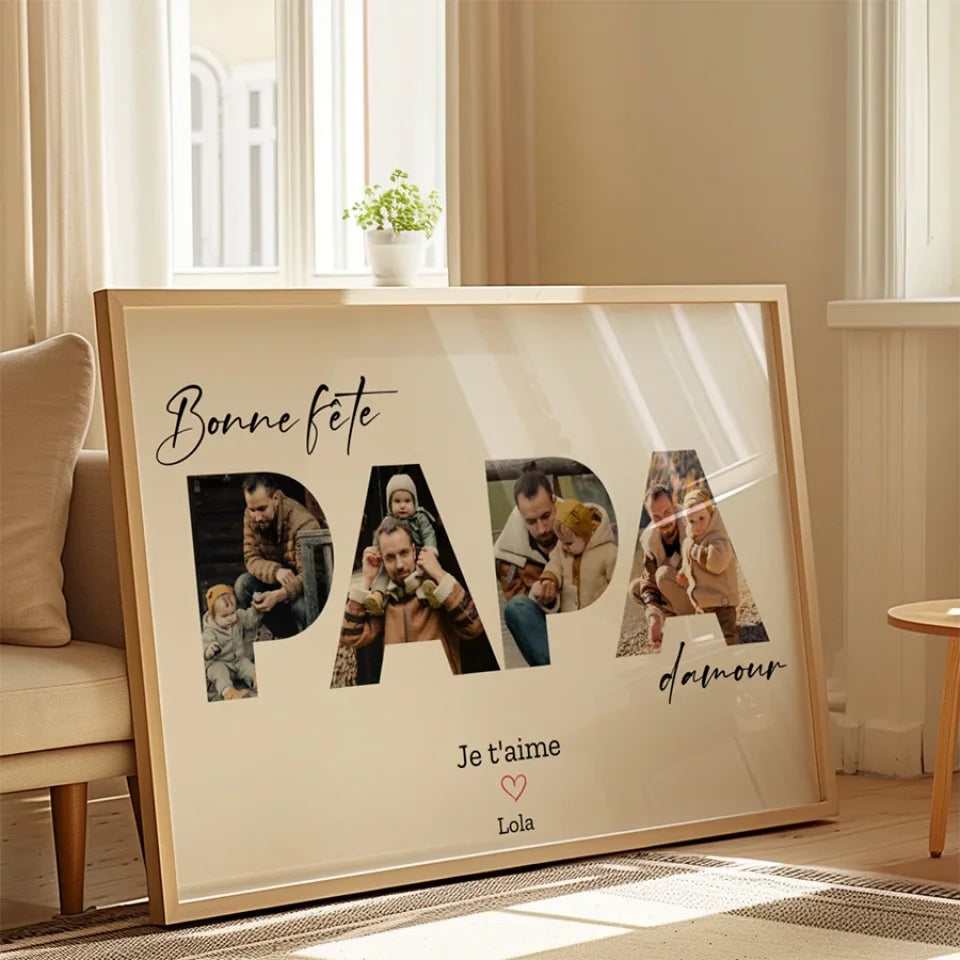 Tableau cradre-bonne-fete-papa-tableau-cadre-fete-des-peres-affiche-papa-fete-des-peres-personnalisable