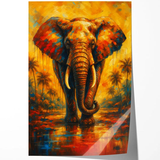 Tableau éléphant Afrique coloré