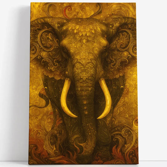 Tableau éléphant doré arabesque