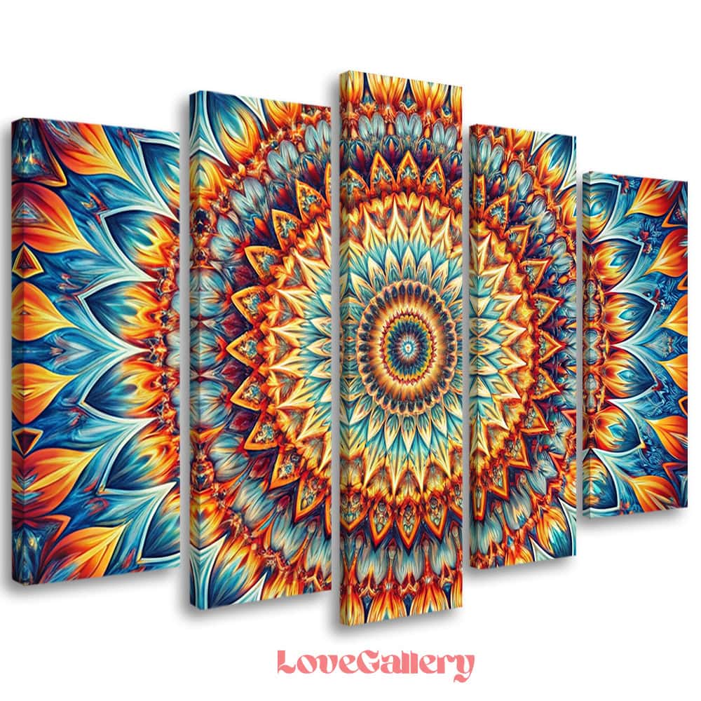 Tableau mandala abstrait multicolore