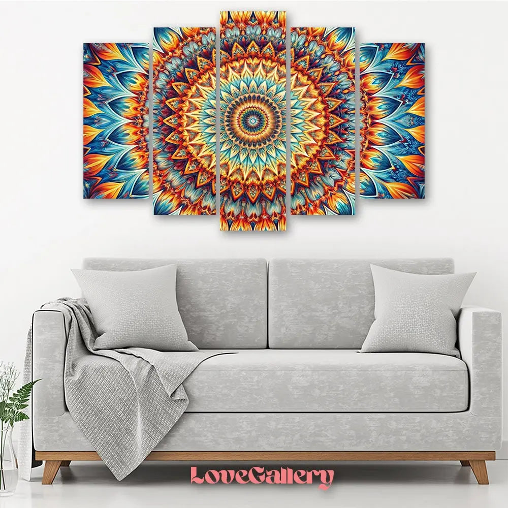 Tableau mandala abstrait multicolore