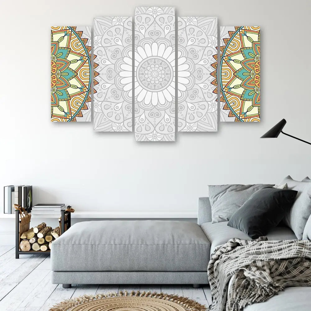 Tableau mandala blanc moderne