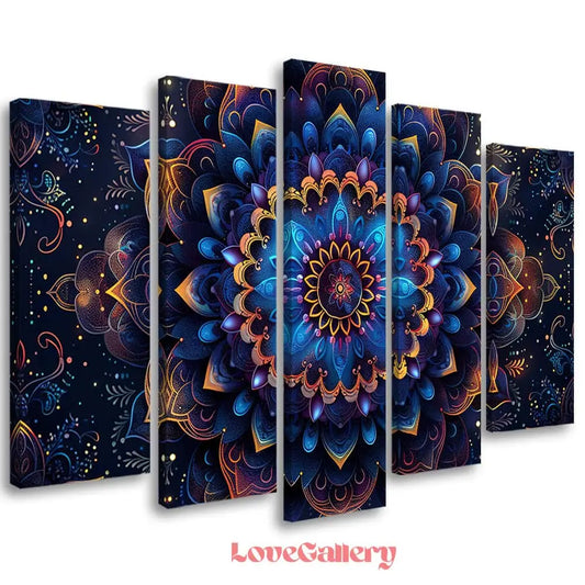 Tableau mandala bleu nuit violet