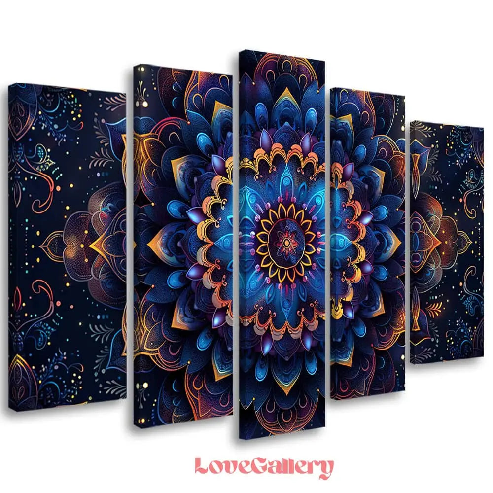 Tableau mandala bleu nuit violet