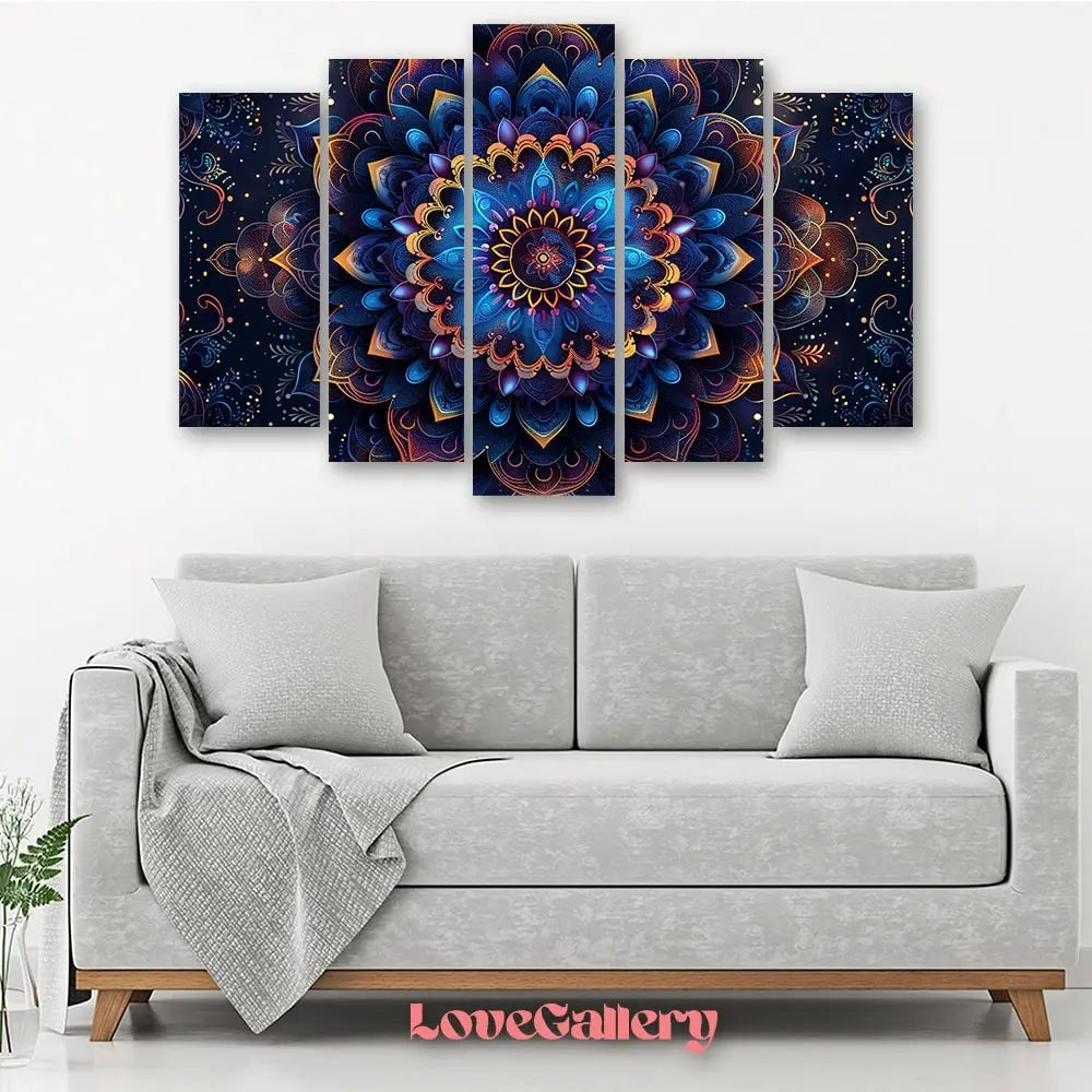 Tableau mandala bleu nuit violet