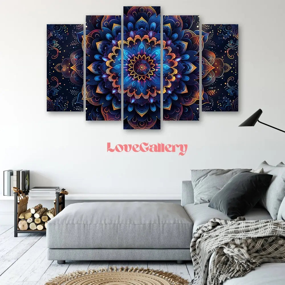Tableau mandala bleu nuit violet