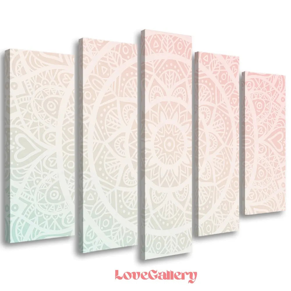 Tableau mandala coeur pastel rose