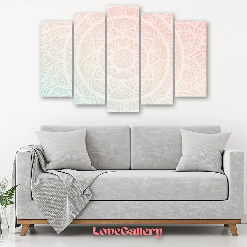 Tableau mandala coeur pastel rose
