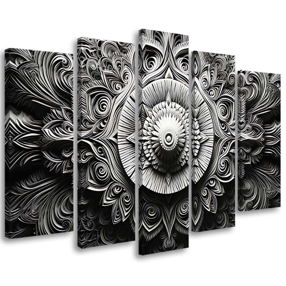 Tableau mandala design noir blanc