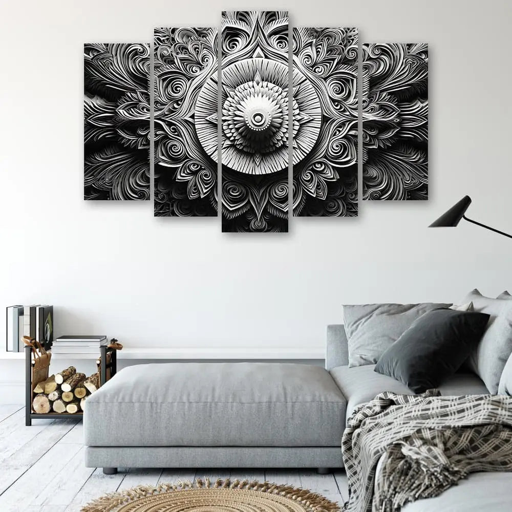 Tableau mandala design noir blanc