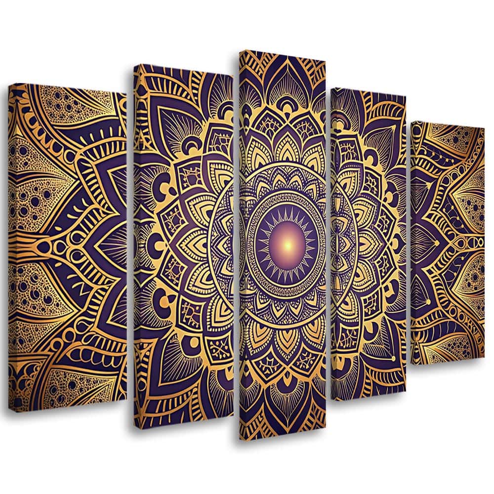 Tableau mandala doré violet oriental