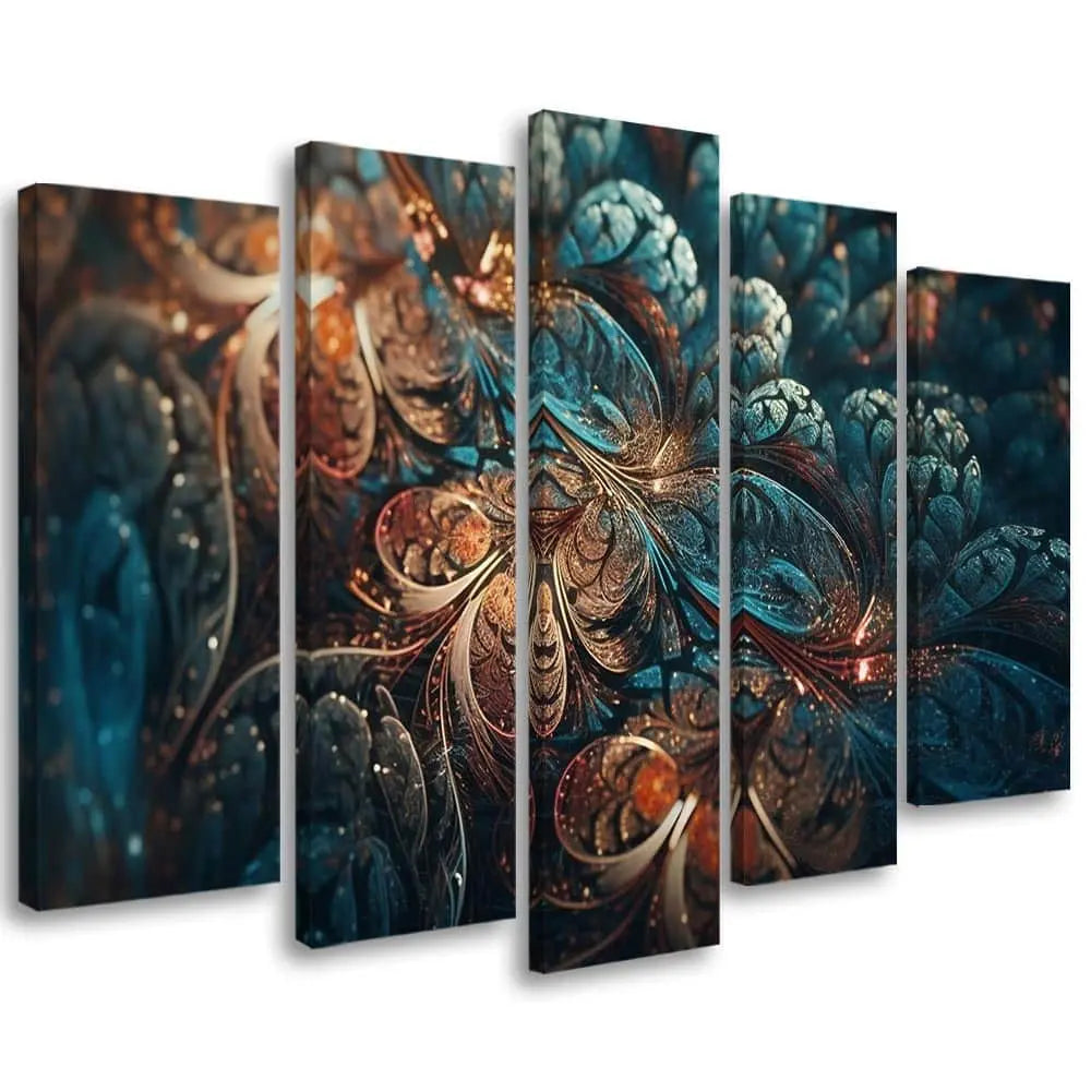 Tableau mandala floral abstrait or