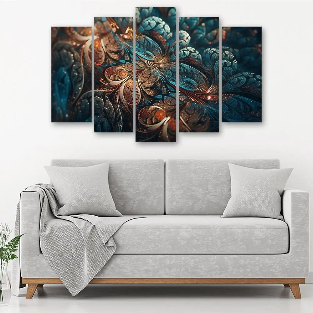 Tableau mandala floral abstrait or