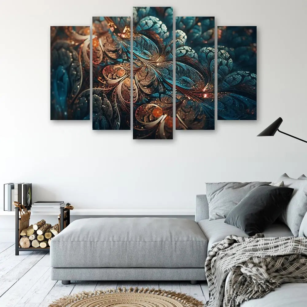 Tableau mandala floral abstrait or