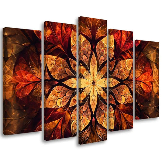 Tableau mandala floral rouge jaune