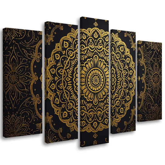 Tableau mandala or noir oriental luxe
