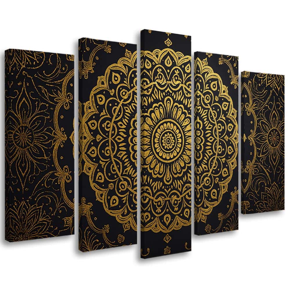 Tableau mandala or noir oriental luxe