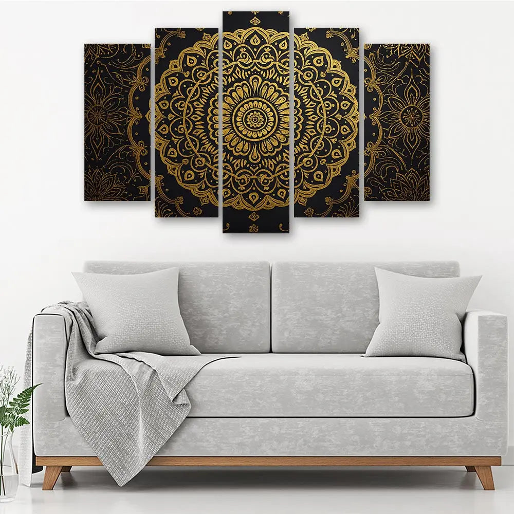 Tableau mandala or noir oriental luxe
