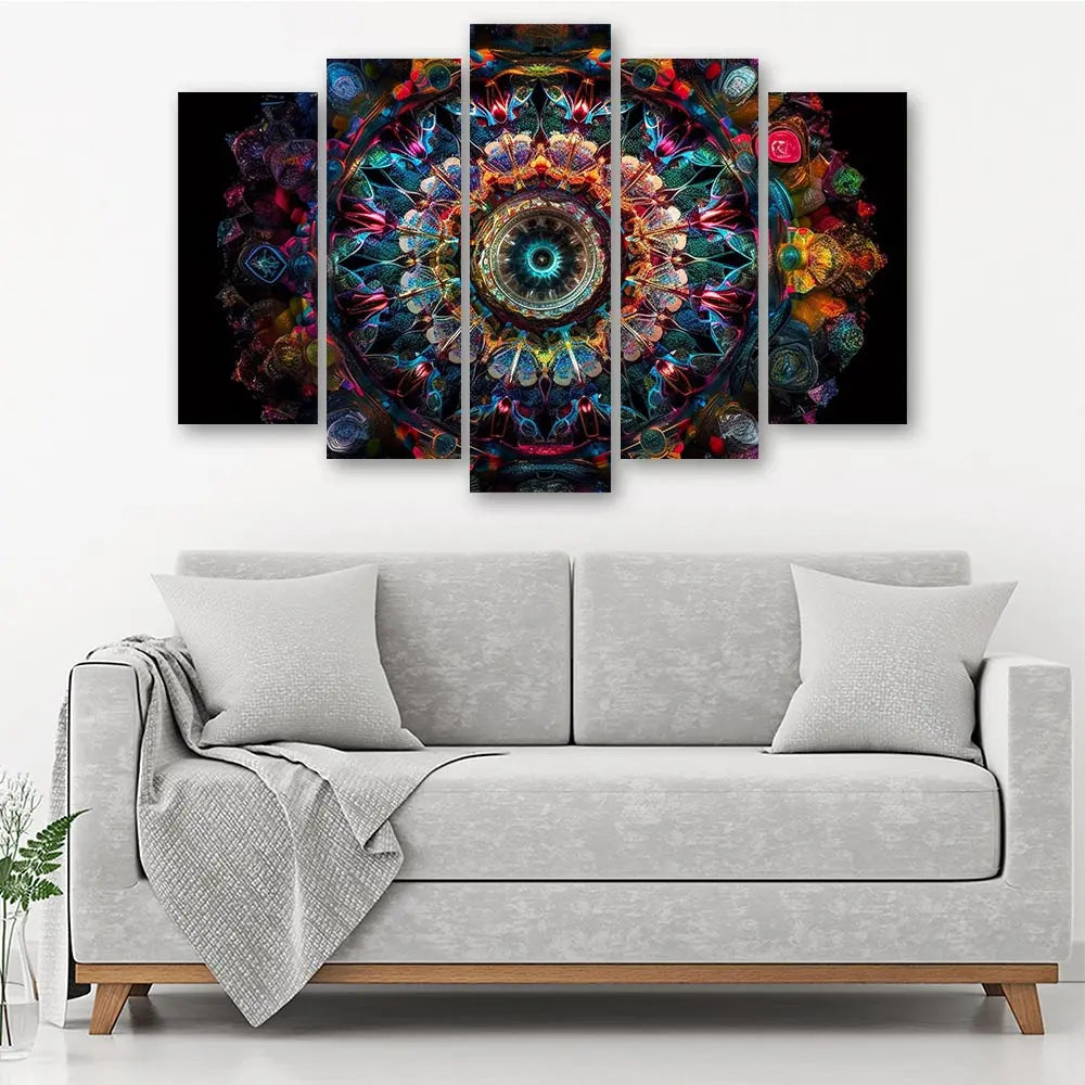 Tableau mandala psychédélique coloré