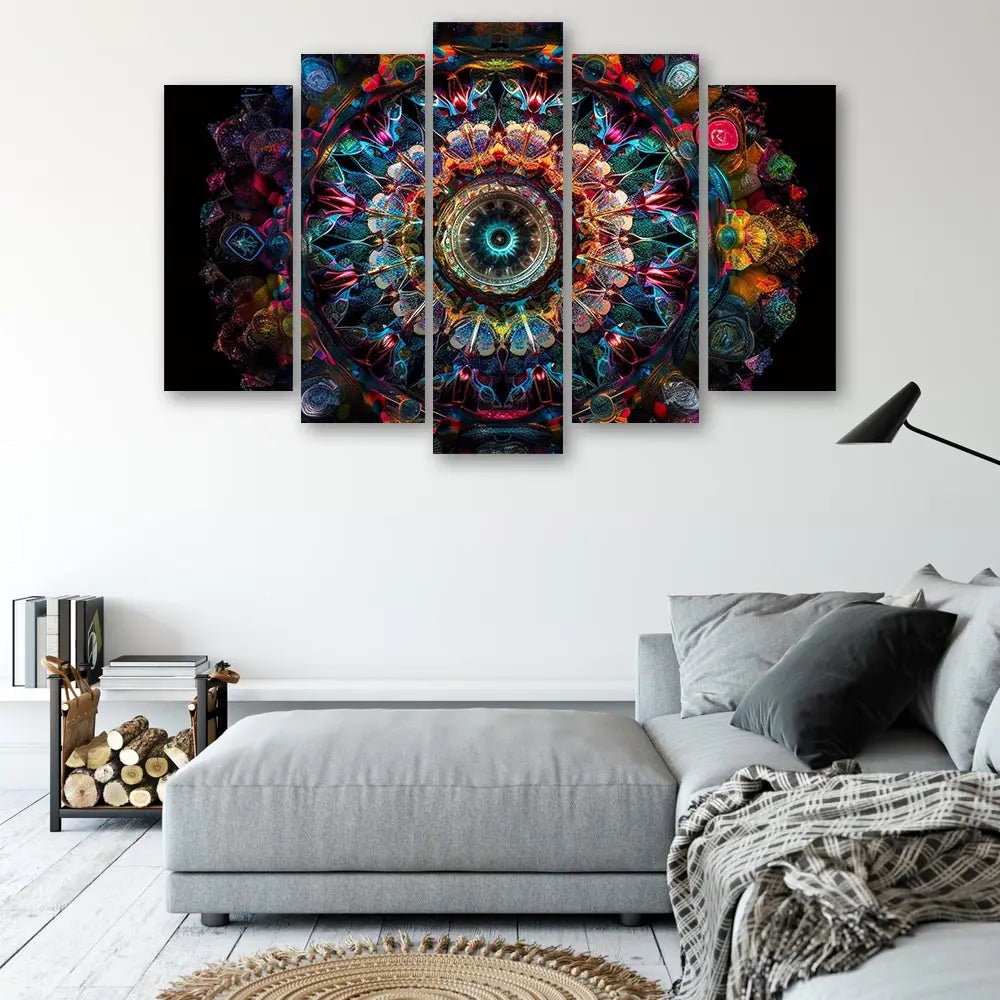 Tableau mandala psychédélique coloré