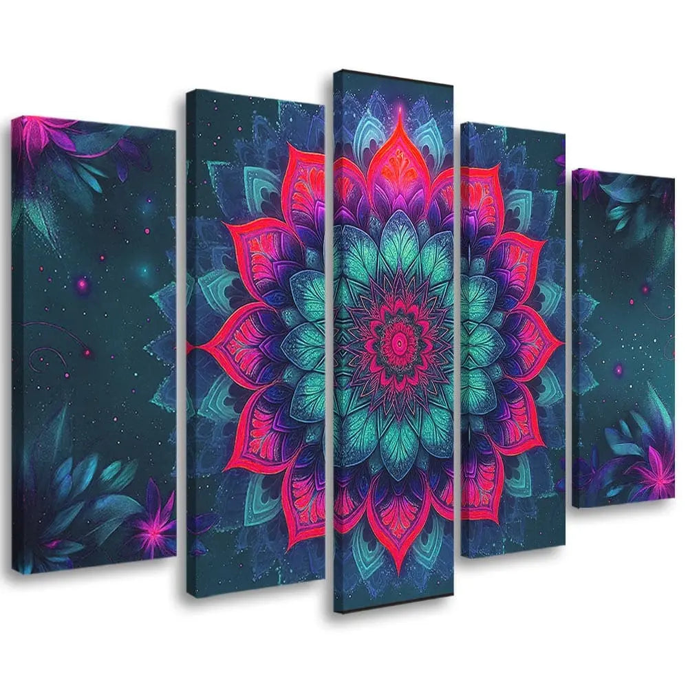 Tableau mandala vert turquoise psychédélique