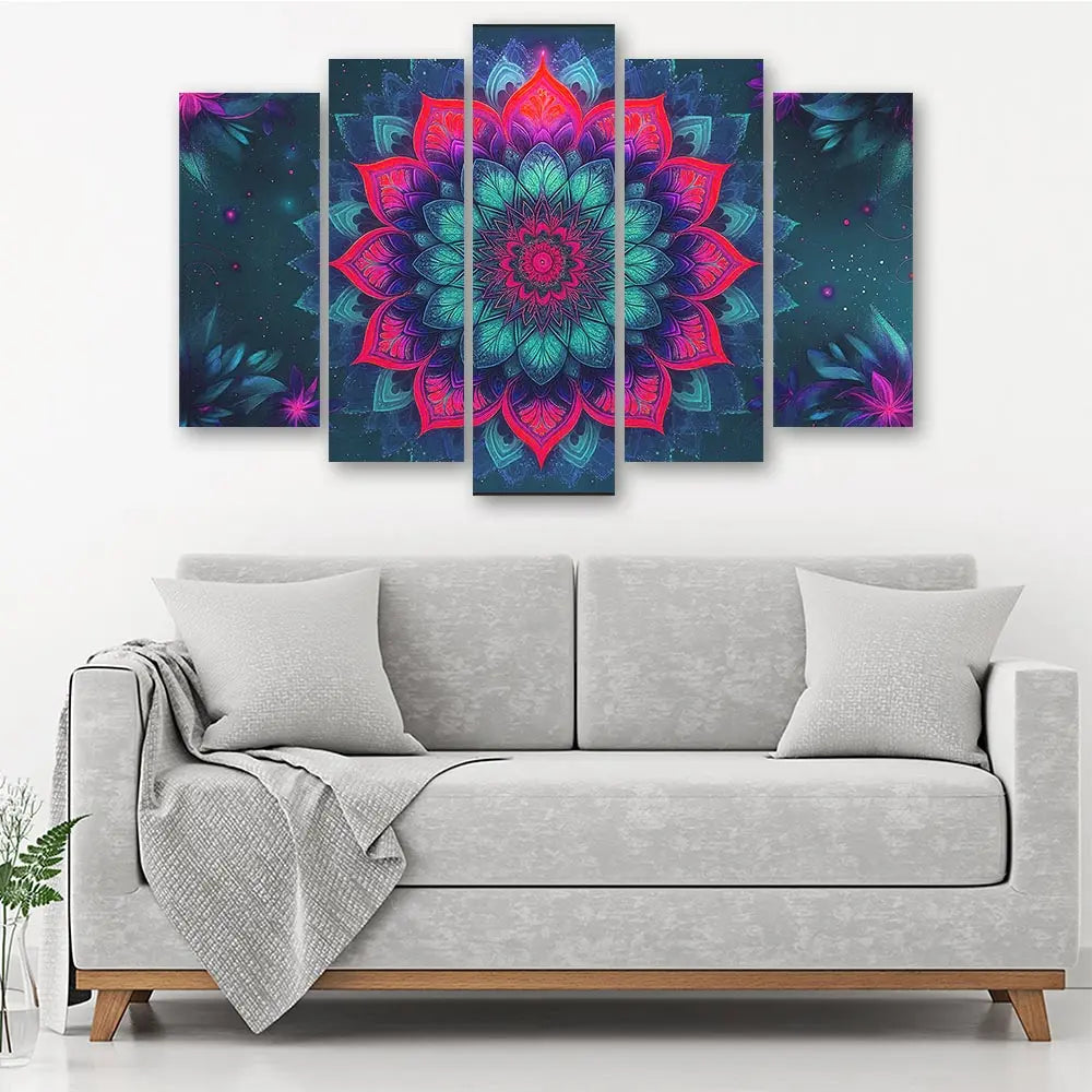 Tableau mandala vert turquoise psychédélique