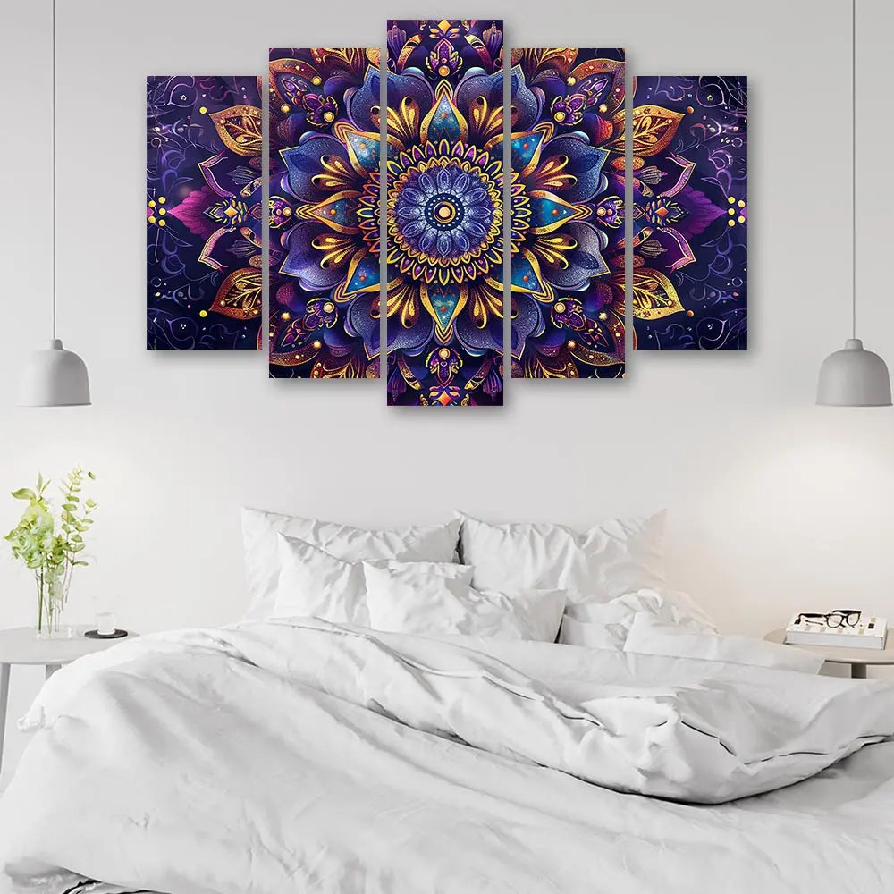 Tableau mandala violet or design