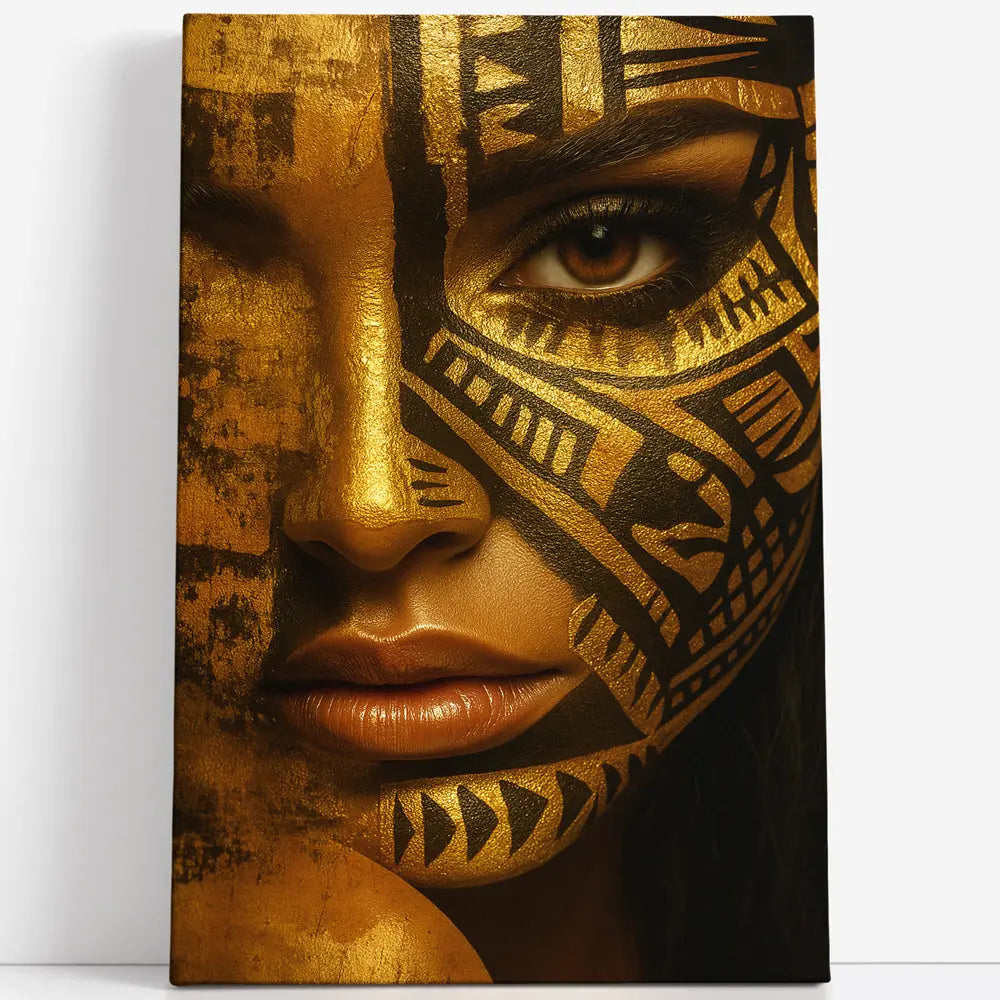 Tableau visage femme tribal doré