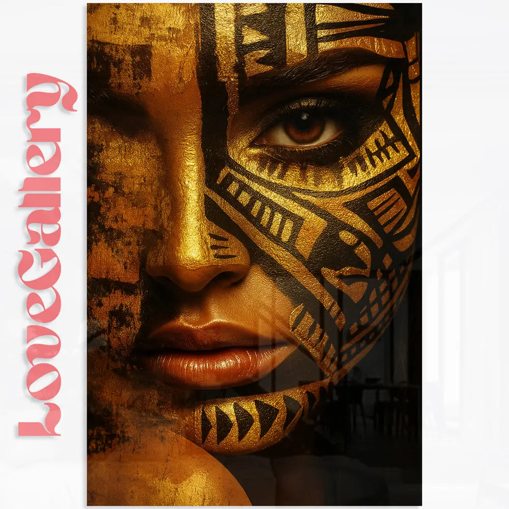 Tableau visage femme tribal doré