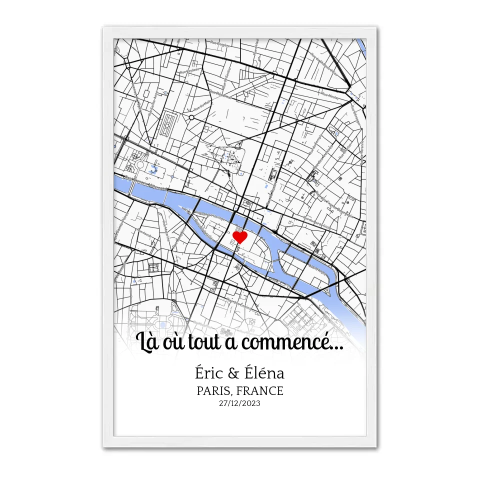 Affiche personnalisée « lieu de rencontre » - tableau couple - cadre-toile-personnalisable