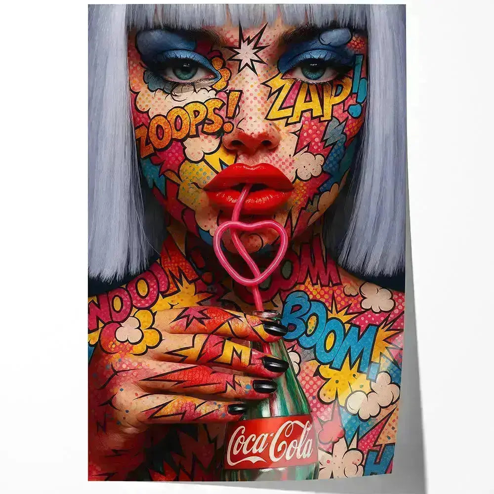 Tableau pop art femme coca Love-Gallery