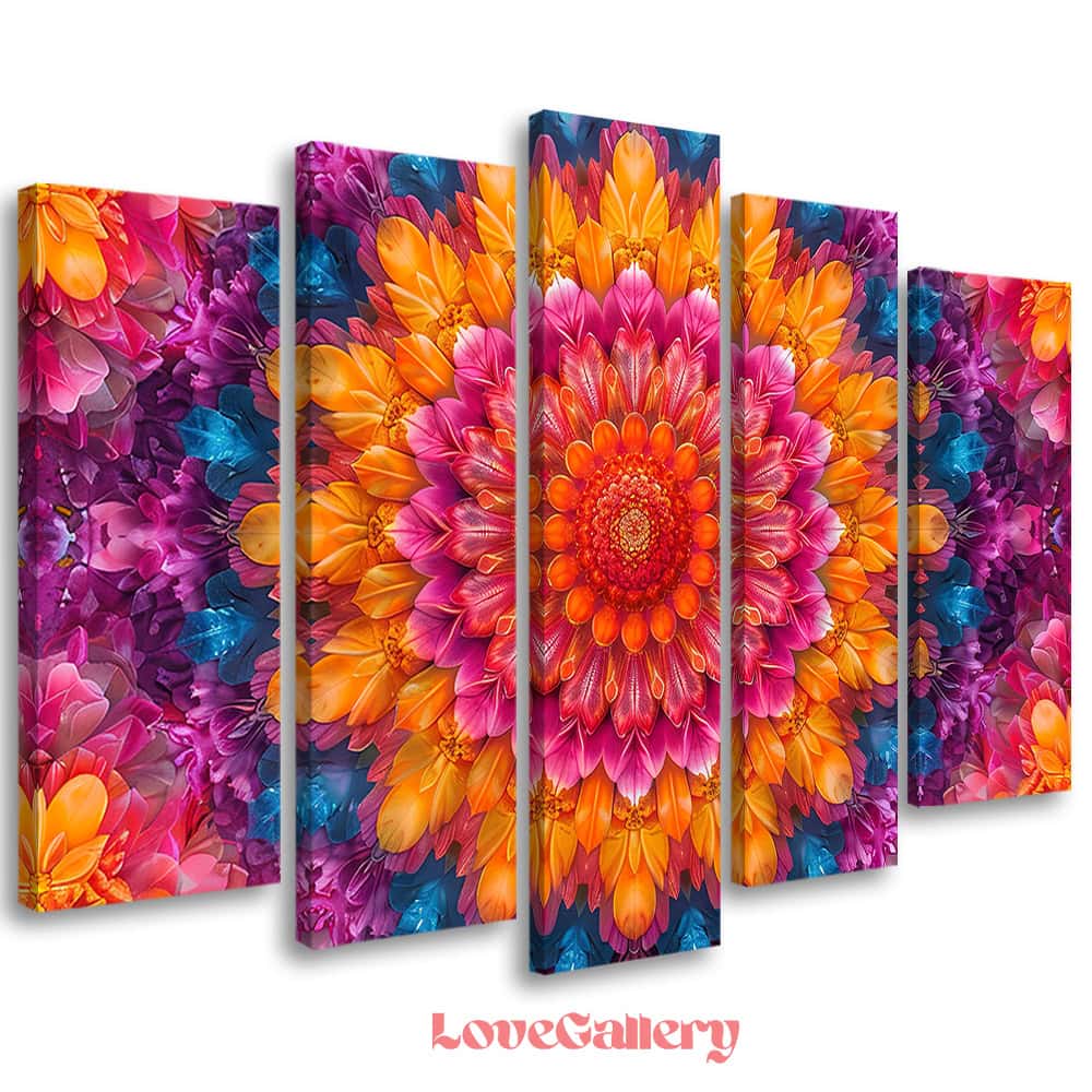 Tableau mandala floral hypnotique