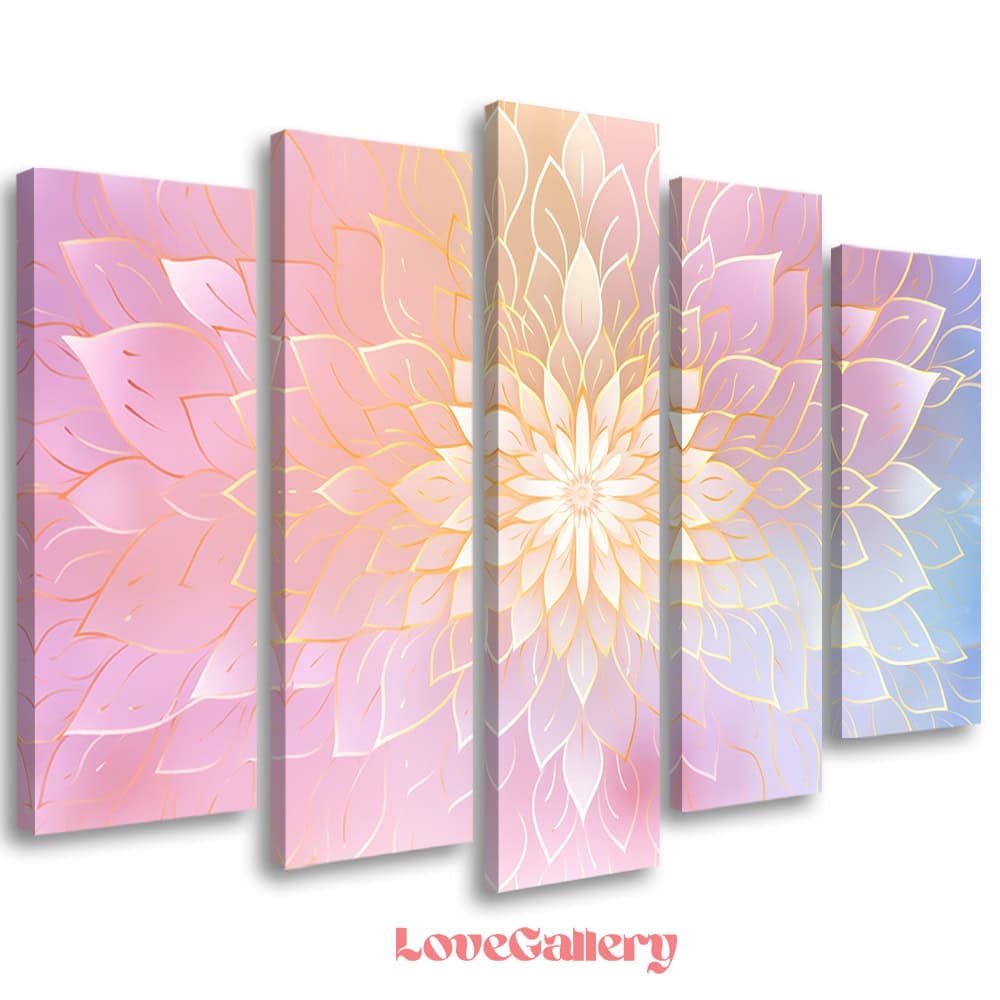 Tableau mandala pastel doré rose