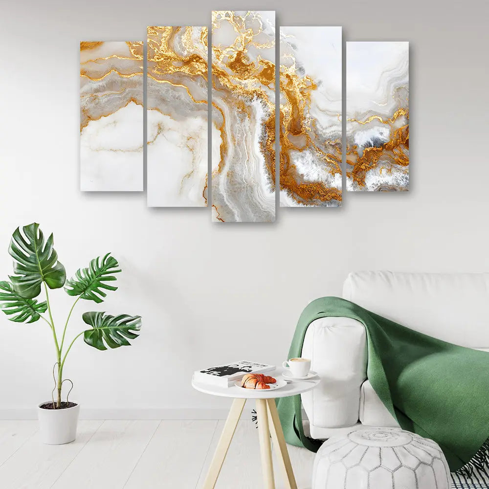 Tableau abstrait effet marbre doré Love-Gallery