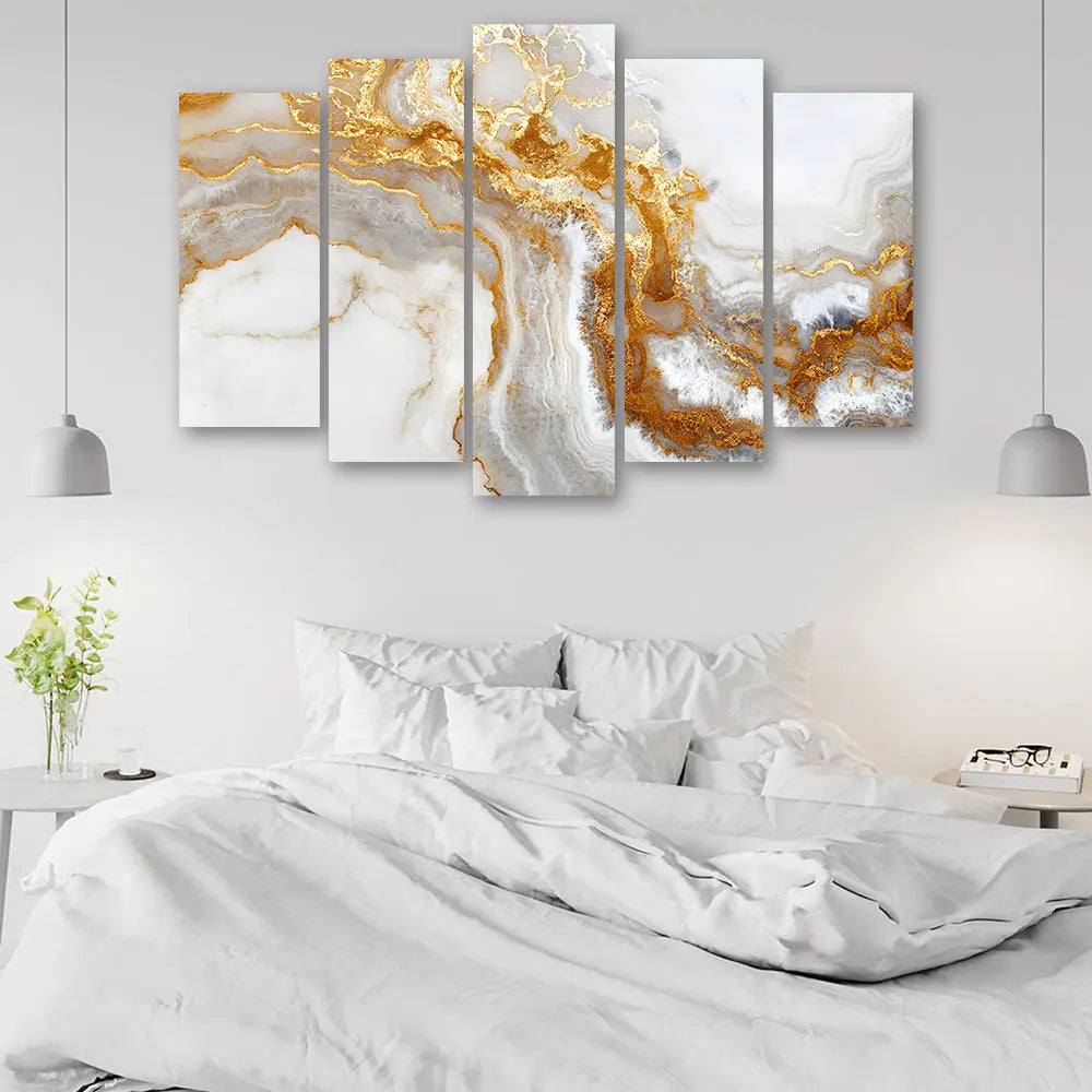 Tableau abstrait effet marbre doré Love-Gallery