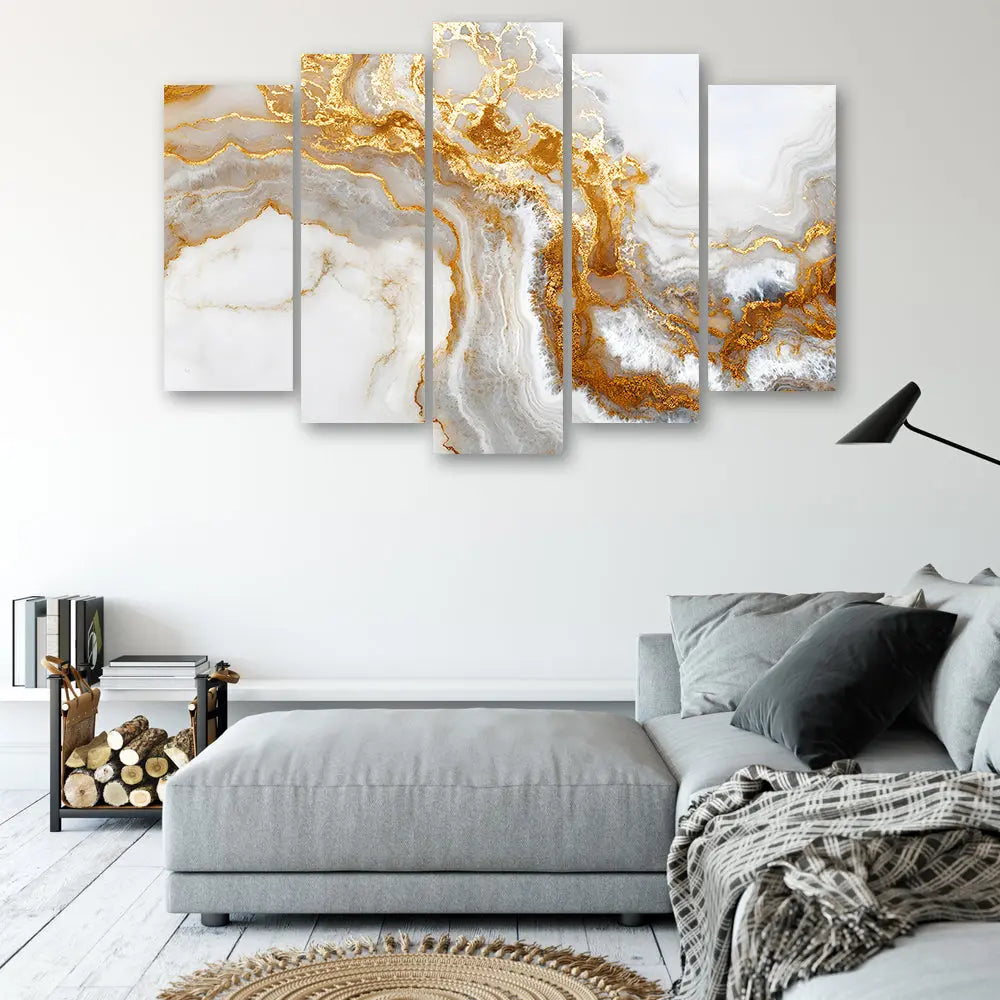 Tableau abstrait effet marbre doré Love-Gallery